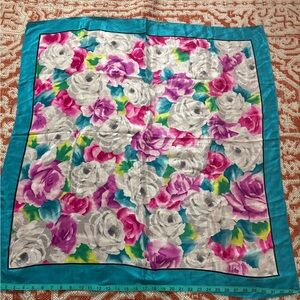 Vintage Adrienne Vittadini silk scarf head wrap floral motif